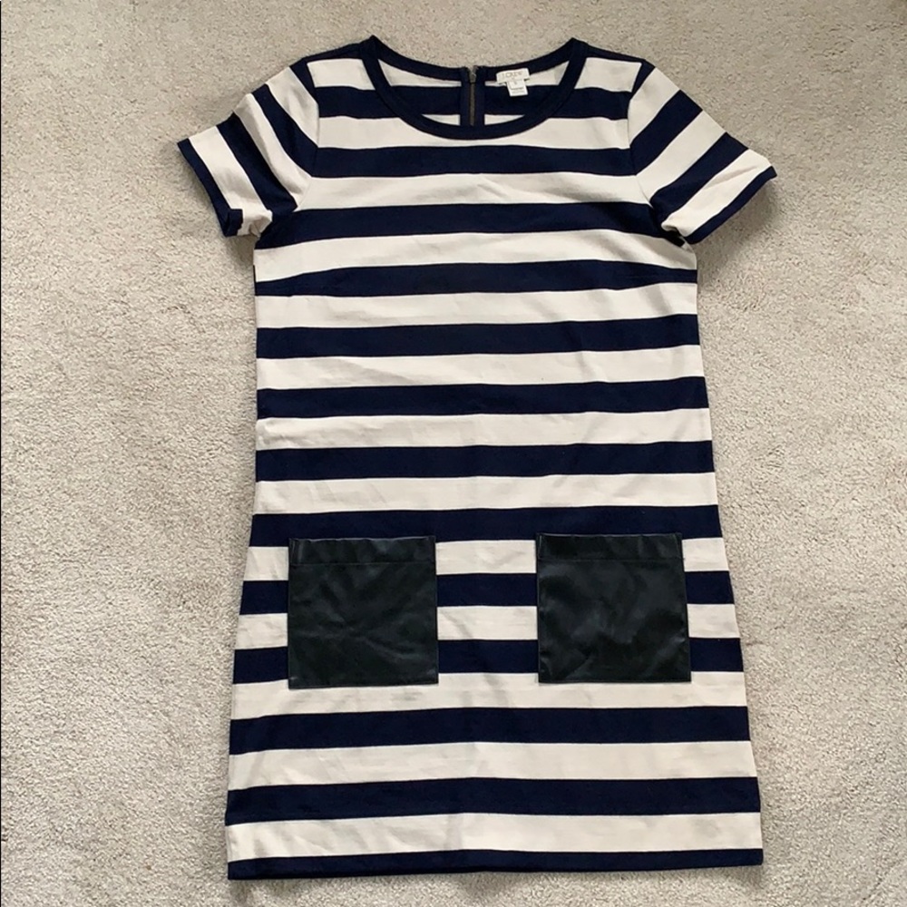 JCrew striped dress leather pockets, worn once!